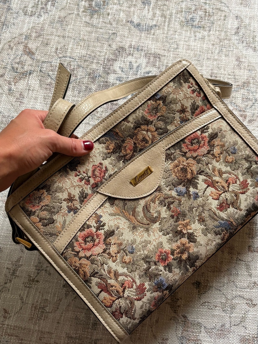 April Cornell Beige Floral Tapestry Shoulder Bag - Picture 5 of 7